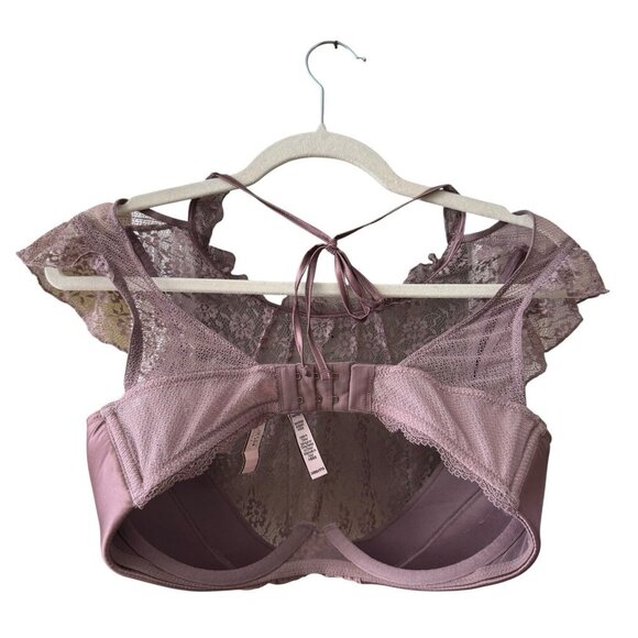NEW Victoria's Secret Dream Angel Lined Plunge Bra Size 34DD Purple Lacey Fairy - Picture 7 of 8